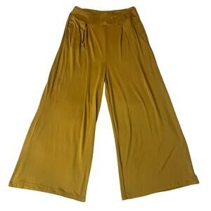ShoSho Boho Athleisure Mustard Yellow Stretchy High Waist Culotte Capri Pants Lg